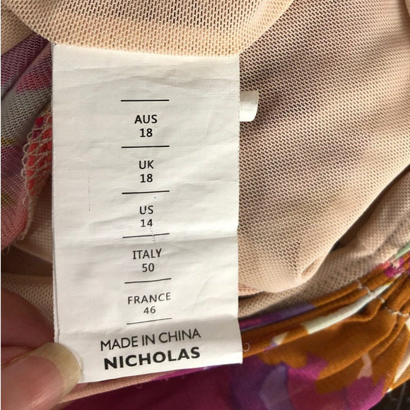 Nicholas Mabel Skirt Ruched Drawstring Slit Hem Midi Abstract Floral Size 14 - Picture 13 of 16